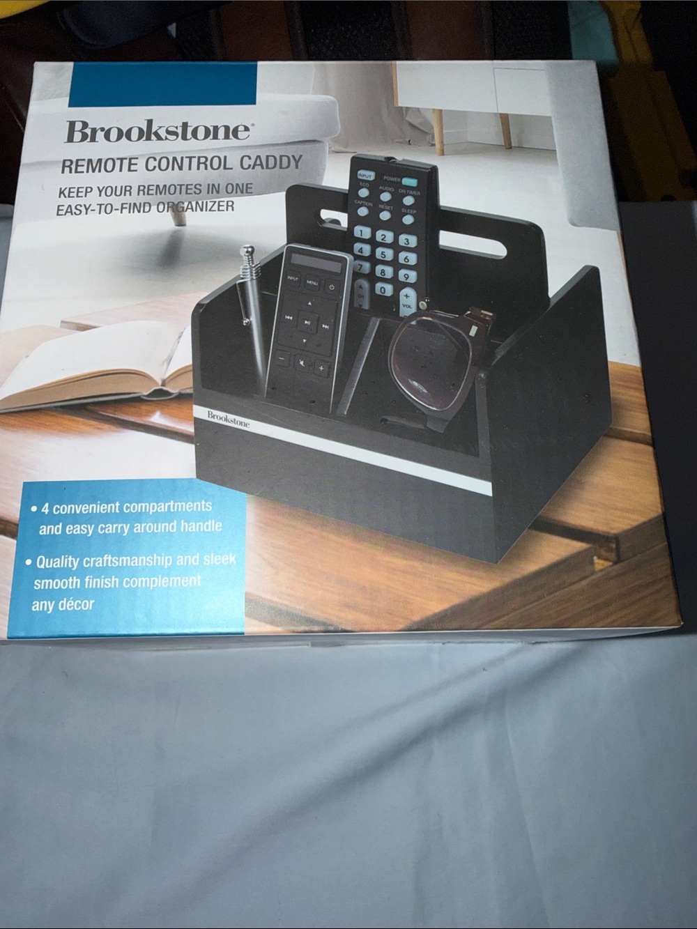 Brookstone Black Remote Control Caddy Organizer